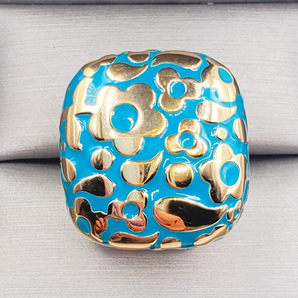 Gold & Blue Enamel Ring